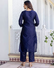 SHAILY Women Ethnic Motif Woven Silk Blend Kurta Set with Pants & Dupatta | Traditional Indian Outfit for Women | Stylish Ethnic Wear Malaysia Online