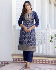 SHAILY Women Ethnic Motif Woven Silk Blend Kurta Set with Pants & Dupatta | Traditional Indian Outfit for Women | Stylish Ethnic Wear Malaysia Online