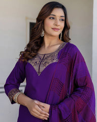 SKYLEE Women’s Woven Cotton Blend Kurta Set with Dupatta | Stylish Kurti Pant Set for Women | Casual & Festive Ethnic Wear Malaysia