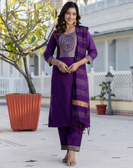 Woven Silk Blend Kurta Set for Women | Stylish Indian Ethnic Wear with Dupatta & Pants | Festive & Casual Outfit Malaysia