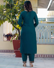 Woven Silk Blend Kurta Set for Women | Stylish Indian Ethnic Wear with Dupatta & Pants | Festive & Casual Outfit Malaysia