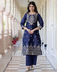 SVARAA Women Silk Blend Kurta Set | Elegant Ethnic Wear for Women | Party Wear Kurti with Pant & Dupatta | Indian Traditional Dress Malaysia