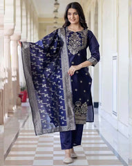 SVARAA Women Silk Blend Kurta Set | Elegant Ethnic Wear for Women | Party Wear Kurti with Pant & Dupatta | Indian Traditional Dress Malaysia