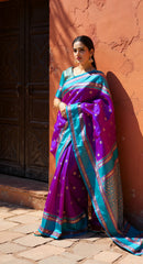 THE BANARASI SAREEIS MADE UP OF SILK THREADS WOVEN USING