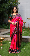 THE BANARASI SAREEIS MADE UP OF SILK THREADS WOVEN USING