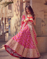 Multicolor laheriya printed design wedding lehenga choli