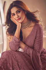 Embroidered georgette long Anarkali suit for women