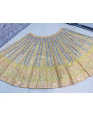 Yellow dola silk multi thread sequins designer Lehenga choli