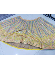 Yellow dola silk multi thread sequins designer Lehenga choli