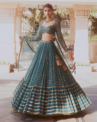 Faux georgette sequins embroidery wedding lehenga choli
