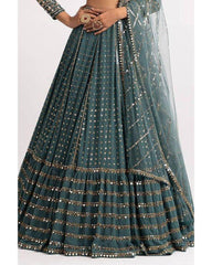 Bottle Green faux georgette sequins embroidery lehenga choli