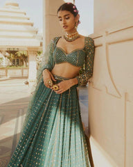 Faux georgette sequins embroidery wedding lehenga choli