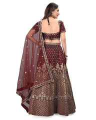 Maroon color silk sequins embroidery lehenga choli