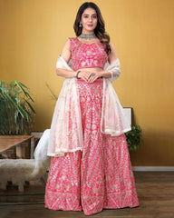 Pink designer silk embroidery party wear lehenga choli