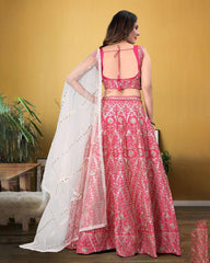 Pink designer silk embroidery party wear lehenga choli