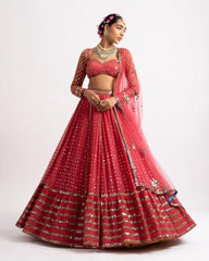 Faux georgette sequins embroidery wedding lehenga choli