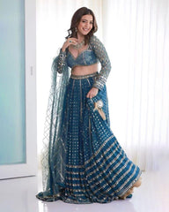 Faux georgette sequins embroidery wedding lehenga choli