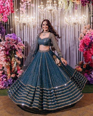 Faux georgette sequins embroidery wedding lehenga choli