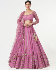 Faux georgette sequins embroidery wedding lehenga choli
