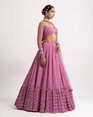 Faux georgette sequins embroidery wedding lehenga choli