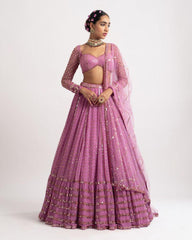 Faux georgette sequins embroidery wedding lehenga choli