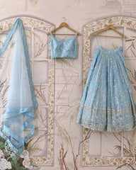 Faux georgette sequins designer lehenga choli