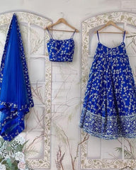 Faux georgette sequins designer lehenga choli