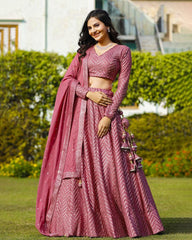 Rose gold faux georgette wedding designer lehenga choli