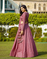 Rose gold faux georgette wedding designer lehenga choli