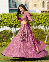 Rose gold faux georgette wedding designer lehenga choli
