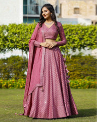 Rose gold faux georgette wedding designer lehenga choli