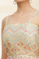 PISTA COLOURED WOMEN'S FAUX GEORGETTE EMBROIDERY KURTA WITH PANT DUPATTA SET