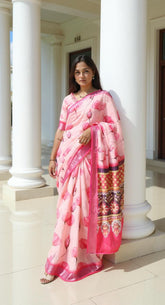 PINK DIGITAL PRINTED COTTON SAREE