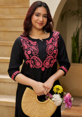 Rubaab Chikankari Rayon Straight Kurta Set | Festive & Office Wear | Premium 14KG Rayon | Malaysia Online Shopping