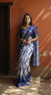 Digital Printed Cotton Saree with Blouse | Lightweight Daily & Party Wear Saree | Ready to Ship – Malaysia