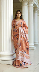 ORANGE DIGITAL PRINTED COTTON SAREE