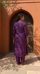 WINE COLOURED WOMEN'S POLYSTER KURTA WITH DUPATTA SET