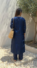 BLUE COLOURED WOMEN'S POLYSTER KURTA WITH DUPATTA SET