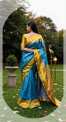 THE BANARASI SAREEIS MADE UP OF SILK THREADS WOVEN USING