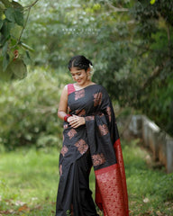 THE BANARASI SAREEIS MADE UP OF SILK THREADS WOVEN USING