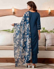 NEVYBLUE COLOURED WOMEN'S VISCOSE RAYON KURTA WITH DUPATTA SET