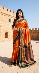 THE BANARASI SAREEIS MADE UP OF SILK THREADS WOVEN USING