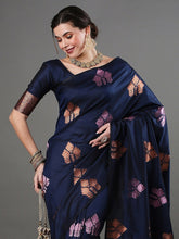 THE BANARASI SAREEIS MADE UP OF SILK THREADS WOVEN USING