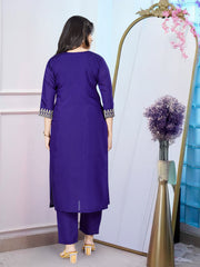 PURPLE COLOURED WOMEN'S PV CHANDERI KURTA WITH PANT DUPATTA SET