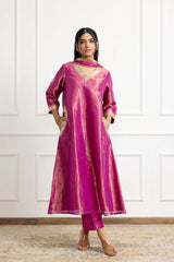 Magenta Pink Banarasi Tissue Silk Kurta Set