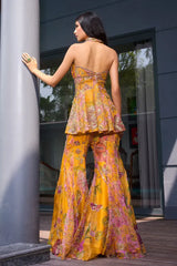 Saffron Blossom Embroidered garara Set