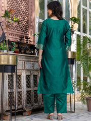 SANISA Women Silk Blend Ethnic Motifs Kurta Set with Trousers & Dupatta | Indian Kurti Suit for Women Malaysia | Party Wear Ethnic Outfit Online