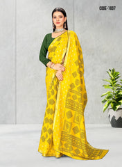 Geometric Print Jacquard border Dola Silk saree with blouse for women