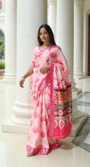 PINK DIGITAL PRINTED COTTON SAREE