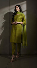 GREEN COLOURED WOMEN'S RAYON KURTA WITH DUPATTA SET